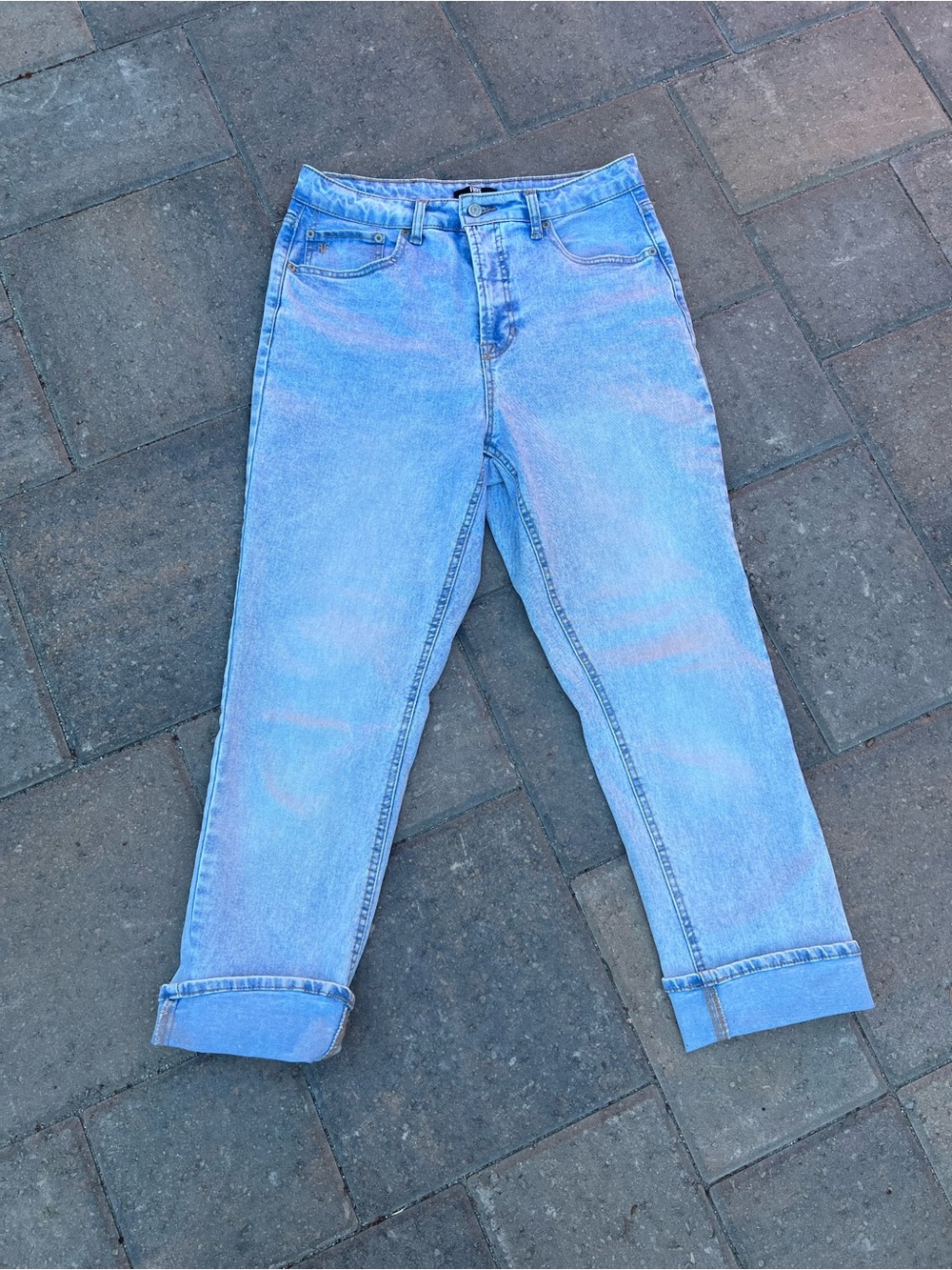 FRYE Ivy High Rise Straight Leg Jeans Acid Wash Light Blue Stretch Size 8/30